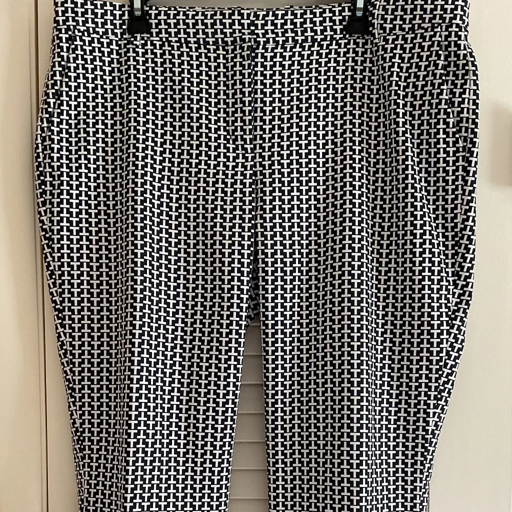 TORY BURCH SPORT NAVY BLUE/WHITE LOGO ANKLE LENGTH PANTS SIZE US 14